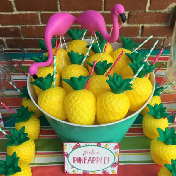 6/10pcs Hawaiian Summer Pineapple Coconut Drinking Cups Strawberry Shaped Juice Drink Cups for Birthday Wedding Beach Pool Party - Image 5