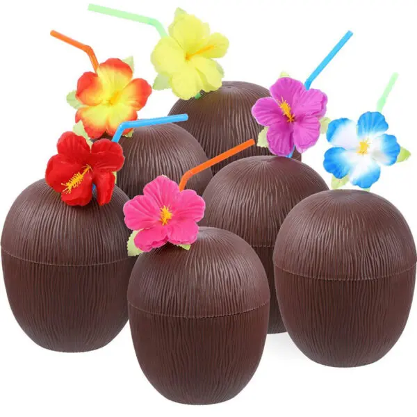 6/10pcs Hawaiian Summer Pineapple Coconut Drinking Cups Strawberry Shaped Juice Drink Cups for Birthday Wedding Beach Pool Party - Image 7