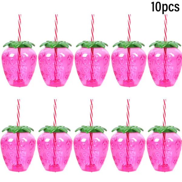 6/10pcs Hawaiian Summer Pineapple Coconut Drinking Cups Strawberry Shaped Juice Drink Cups for Birthday Wedding Beach Pool Party - Image 9