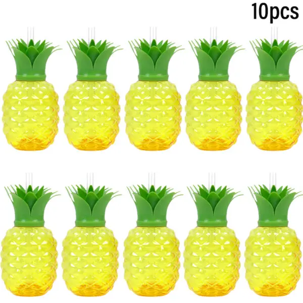 6/10pcs Hawaiian Summer Pineapple Coconut Drinking Cups Strawberry Shaped Juice Drink Cups for Birthday Wedding Beach Pool Party - Image 10
