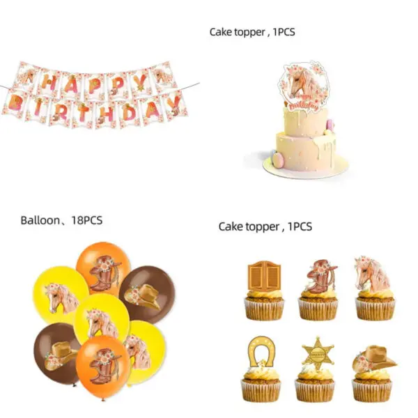 Horse Racing Themed Birthday Party Disposable Tableware Cup Plate Napkin Horse Decoration Balloon Backdrop Banner Party Supplies - Image 4