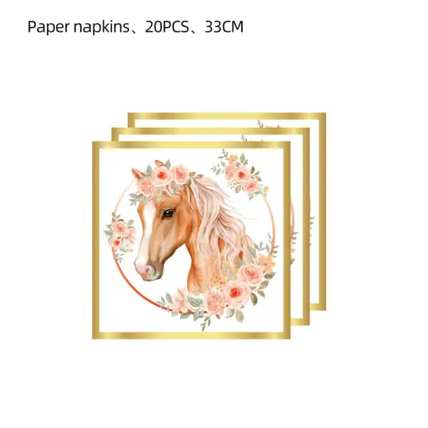 Horse Racing Themed Birthday Party Disposable Tableware Cup Plate Napkin Horse Decoration Balloon Backdrop Banner Party Supplies - Image 12
