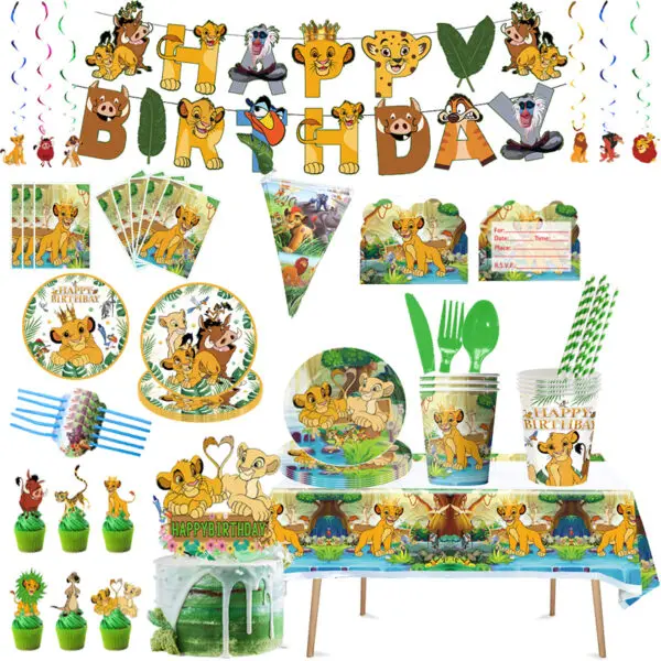 Lion King Birthday Decoration Tableware Balloons Banner Kit Disney Simba Theme Party Deco Cups Plates Tablecloth Boy Supplies - Image 6