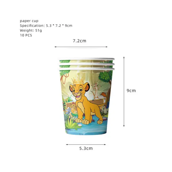 Lion King Birthday Decoration Tableware Balloons Banner Kit Disney Simba Theme Party Deco Cups Plates Tablecloth Boy Supplies - Image 8