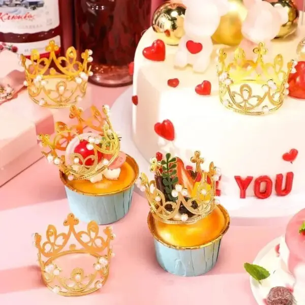 20/1Pcs Mini Crown Cake Decoration Pearl Tiara Gold Silver Crowns Cake Topper for Children Hair Ornaments Wedding Birthday Party - Image 4