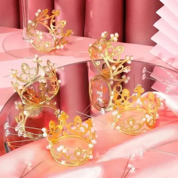 20/1Pcs Mini Crown Cake Decoration Pearl Tiara Gold Silver Crowns Cake Topper for Children Hair Ornaments Wedding Birthday Party - Image 5
