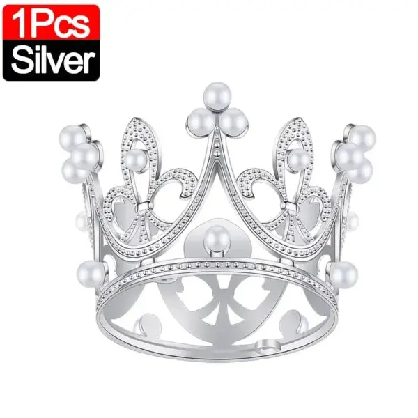 20/1Pcs Mini Crown Cake Decoration Pearl Tiara Gold Silver Crowns Cake Topper for Children Hair Ornaments Wedding Birthday Party - Image 7