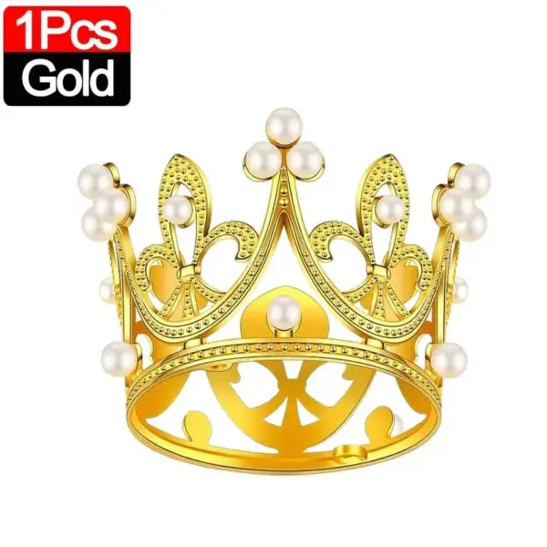 20/1Pcs Mini Crown Cake Decoration Pearl Tiara Gold Silver Crowns Cake Topper for Children Hair Ornaments Wedding Birthday Party - Image 8