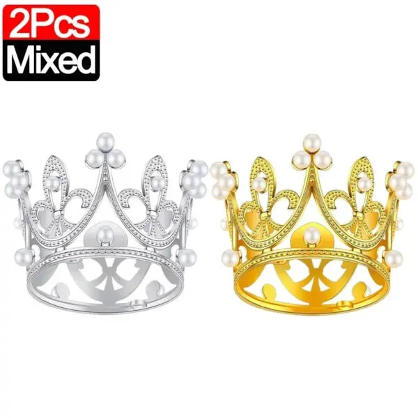 20/1Pcs Mini Crown Cake Decoration Pearl Tiara Gold Silver Crowns Cake Topper for Children Hair Ornaments Wedding Birthday Party - Image 11
