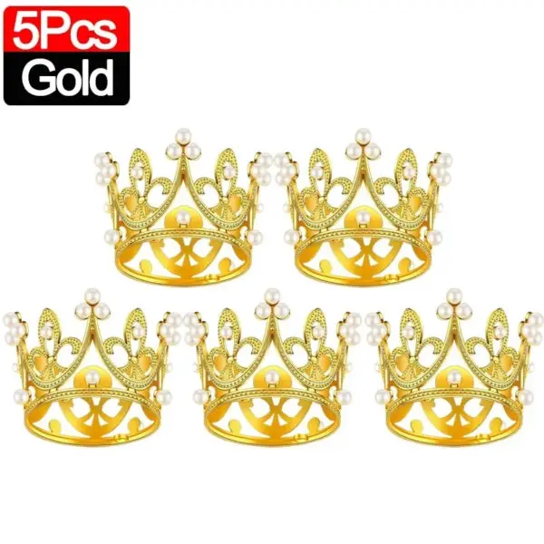 20/1Pcs Mini Crown Cake Decoration Pearl Tiara Gold Silver Crowns Cake Topper for Children Hair Ornaments Wedding Birthday Party - Image 12