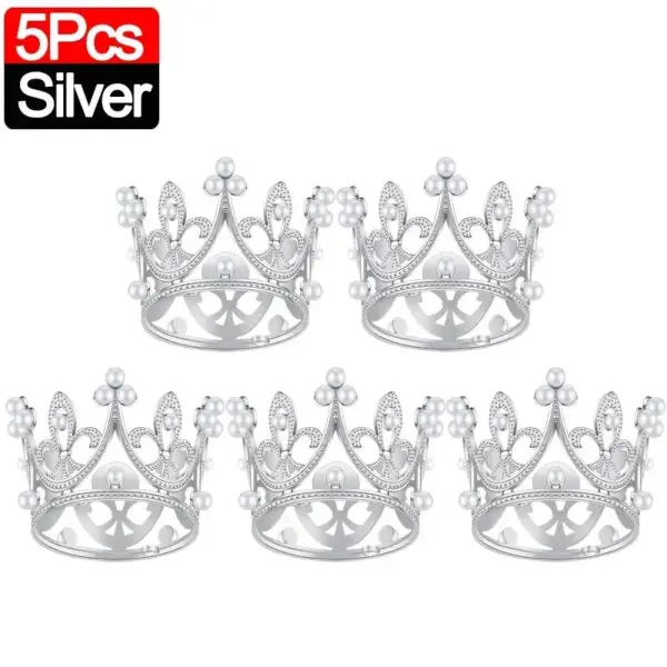 20/1Pcs Mini Crown Cake Decoration Pearl Tiara Gold Silver Crowns Cake Topper for Children Hair Ornaments Wedding Birthday Party - Image 13