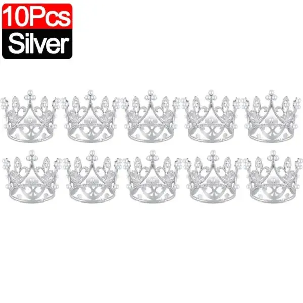 20/1Pcs Mini Crown Cake Decoration Pearl Tiara Gold Silver Crowns Cake Topper for Children Hair Ornaments Wedding Birthday Party - Image 15