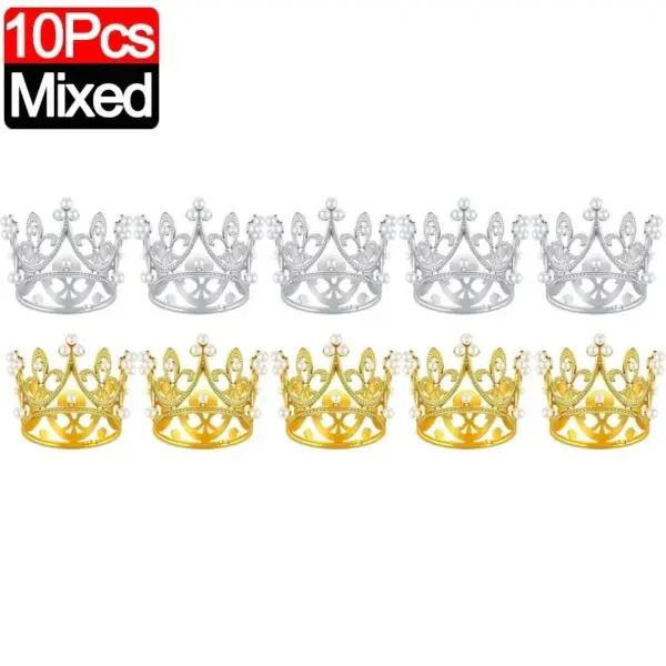 20/1Pcs Mini Crown Cake Decoration Pearl Tiara Gold Silver Crowns Cake Topper for Children Hair Ornaments Wedding Birthday Party - Image 16