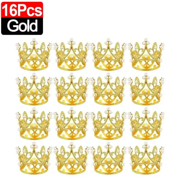 20/1Pcs Mini Crown Cake Decoration Pearl Tiara Gold Silver Crowns Cake Topper for Children Hair Ornaments Wedding Birthday Party - Image 17