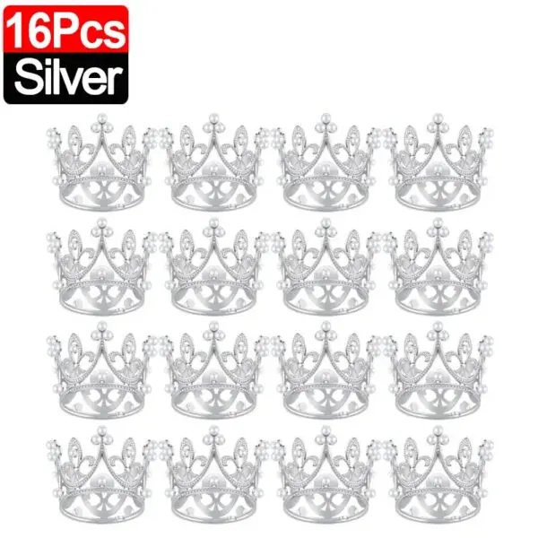 20/1Pcs Mini Crown Cake Decoration Pearl Tiara Gold Silver Crowns Cake Topper for Children Hair Ornaments Wedding Birthday Party - Image 18