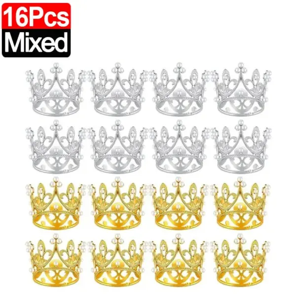 20/1Pcs Mini Crown Cake Decoration Pearl Tiara Gold Silver Crowns Cake Topper for Children Hair Ornaments Wedding Birthday Party - Image 19