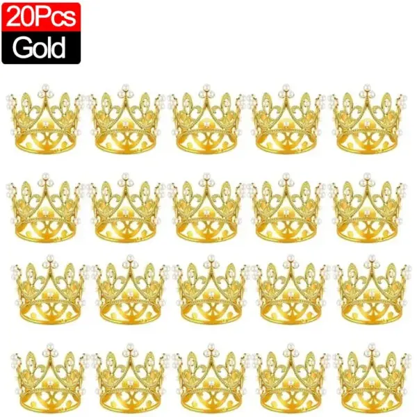 20/1Pcs Mini Crown Cake Decoration Pearl Tiara Gold Silver Crowns Cake Topper for Children Hair Ornaments Wedding Birthday Party - Image 20