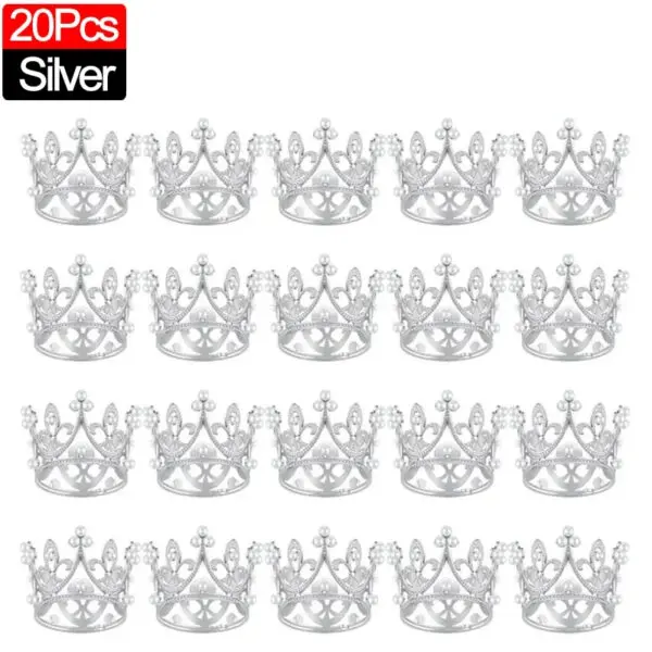 20/1Pcs Mini Crown Cake Decoration Pearl Tiara Gold Silver Crowns Cake Topper for Children Hair Ornaments Wedding Birthday Party - Image 21