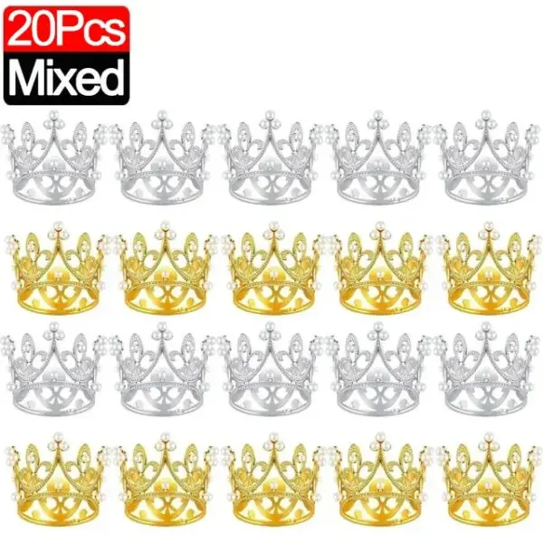 20/1Pcs Mini Crown Cake Decoration Pearl Tiara Gold Silver Crowns Cake Topper for Children Hair Ornaments Wedding Birthday Party - Image 22