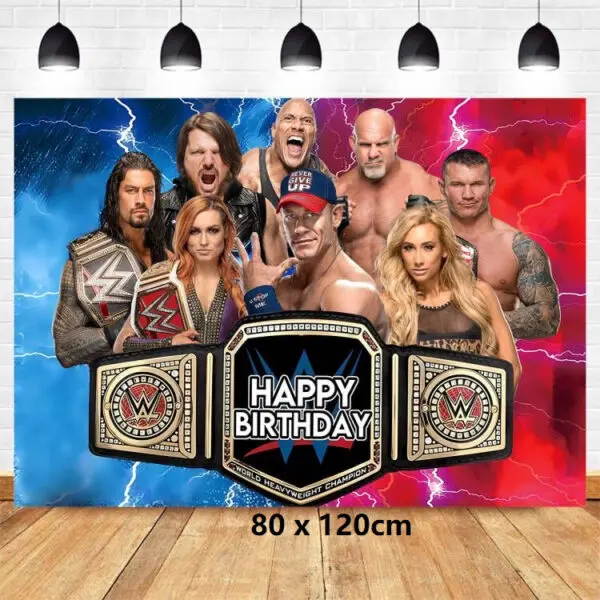 WWE World Wrestling Balloons Waistband Birthday Party Decors Boy Favors Banner Backdrop Plate Cake Toppers Foil Boxing Ballons - Image 34