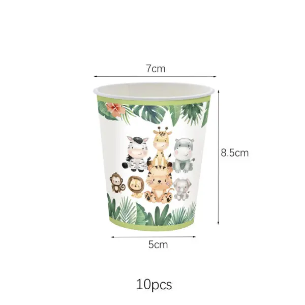 Jungle Birthday Disposable Tableware Wild One Paper Plates Cups Napkins Tablecloth Safari Jungle Animals Theme Party Decorations - Image 12