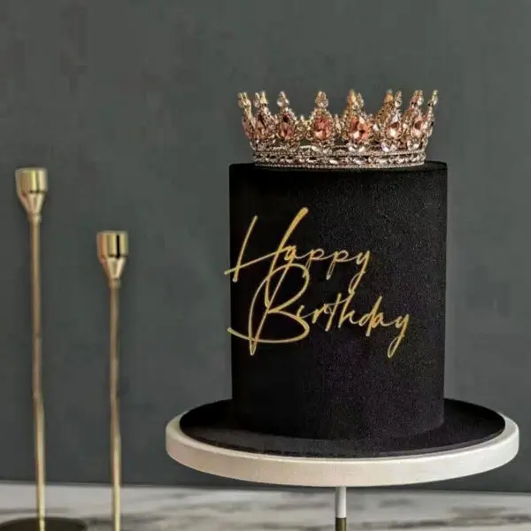 1/3/5pcs Acrylic Birthday Queen Gold Cake Topper Happy Birthday Party Sides Cake Decorations Accessories - Image 5