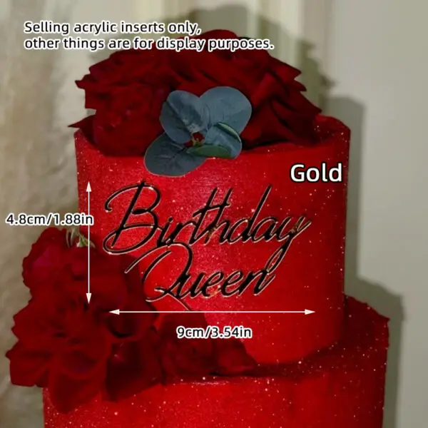 1/3/5pcs Acrylic Birthday Queen Gold Cake Topper Happy Birthday Party Sides Cake Decorations Accessories - Image 20
