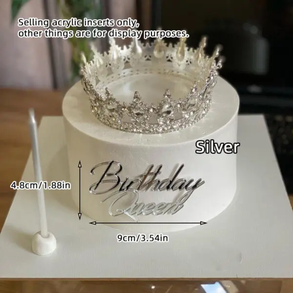 1/3/5pcs Acrylic Birthday Queen Gold Cake Topper Happy Birthday Party Sides Cake Decorations Accessories - Image 21