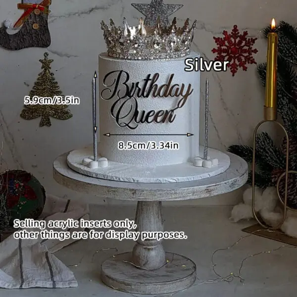 1/3/5pcs Acrylic Birthday Queen Gold Cake Topper Happy Birthday Party Sides Cake Decorations Accessories - Image 22