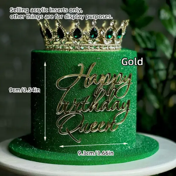 1/3/5pcs Acrylic Birthday Queen Gold Cake Topper Happy Birthday Party Sides Cake Decorations Accessories - Image 23