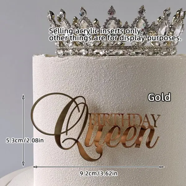 1/3/5pcs Acrylic Birthday Queen Gold Cake Topper Happy Birthday Party Sides Cake Decorations Accessories - Image 26