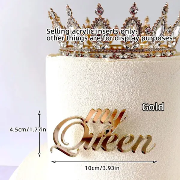 1/3/5pcs Acrylic Birthday Queen Gold Cake Topper Happy Birthday Party Sides Cake Decorations Accessories - Image 27