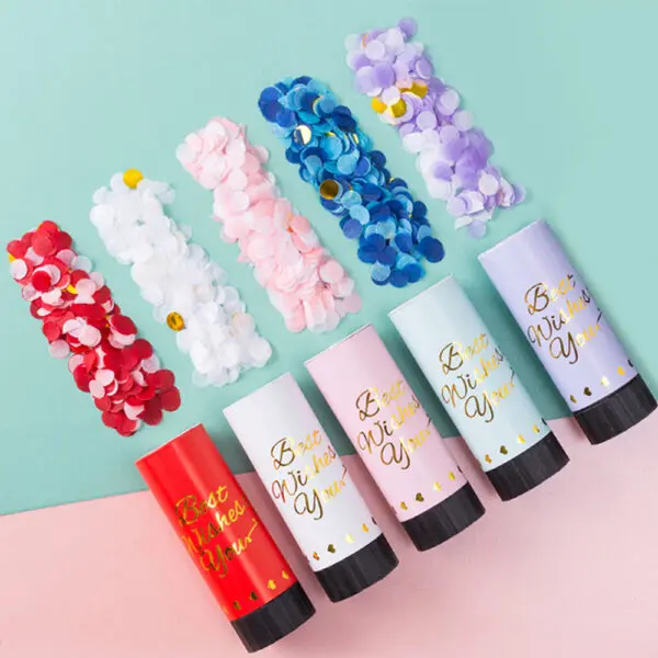 Confetti Cannons Poppers Mini Handheld Confetti Shooter Launcher for Birthday Wedding Anniversary Baby Shower Party Supplies