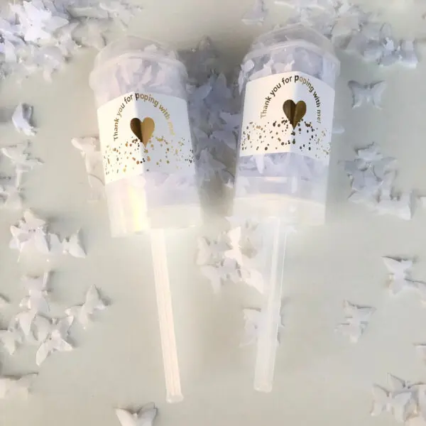 10pcs Heart Push Poppers White biodegradable butterfly Confetti for Wedding Bridal Shower Anniversary Baby Shower Decorations