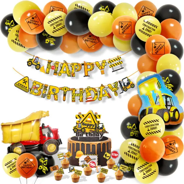 Construction Birthday Party Decorations Theme Happy Birthday Balloons Car Paper Cups Plates Cake Napkins Kids Boys Party Gifts - Image 6