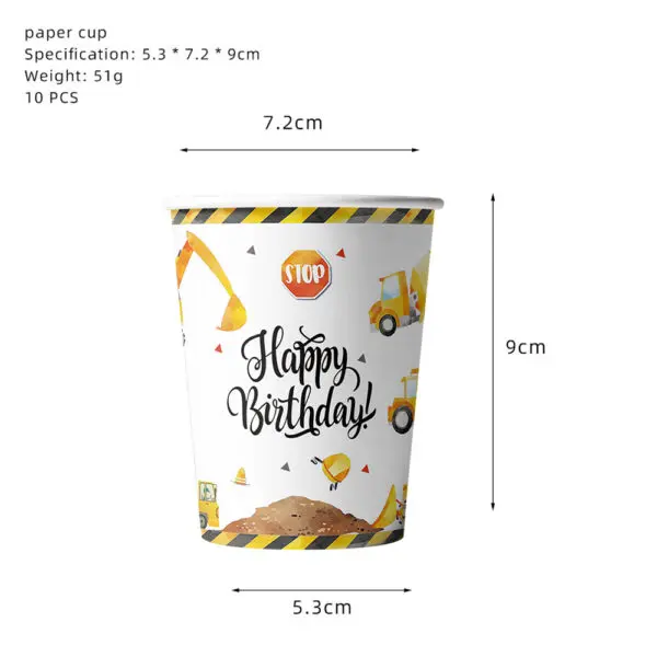 Construction Birthday Party Decorations Theme Happy Birthday Balloons Car Paper Cups Plates Cake Napkins Kids Boys Party Gifts - Image 8