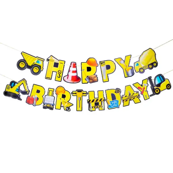 Construction Birthday Party Decorations Theme Happy Birthday Balloons Car Paper Cups Plates Cake Napkins Kids Boys Party Gifts - Image 27