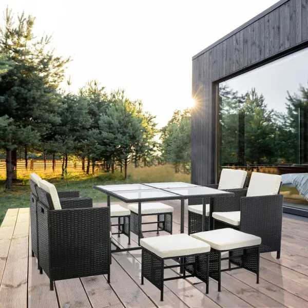 mcc direct 9 Pieces Rattan Garden Furniture Outdoor Chair & Table 4+4+1 Set Cuba - Image 7