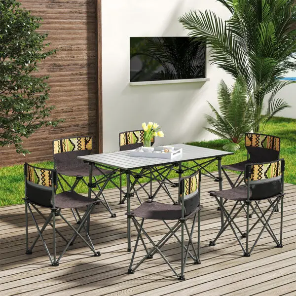 Portable Outdoor Picnic Camping Table and Chair Set, Six Chairs - Image 2