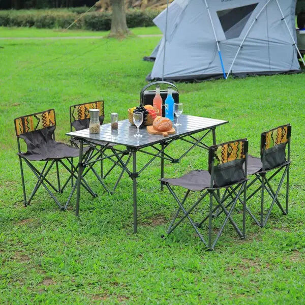 Portable Outdoor Picnic Camping Table and Chair Set, Six Chairs - Image 3