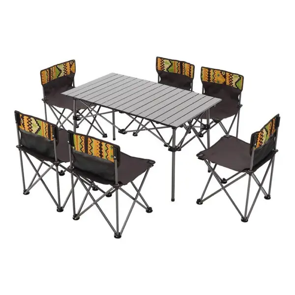 Portable Outdoor Picnic Camping Table and Chair Set, Six Chairs - Image 4