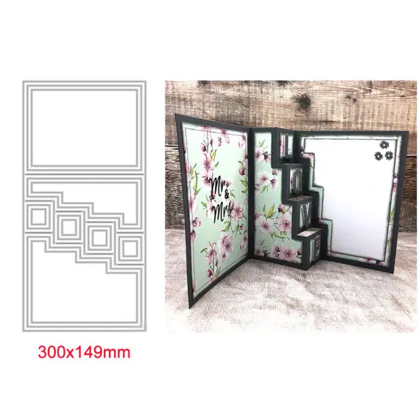 Center/Scalloped/Center Stepper Easel Card Metal Cutting Dies Series Curvy Shutter Frame Die Cut For DIY Scrapbook Making Craft - Image 8