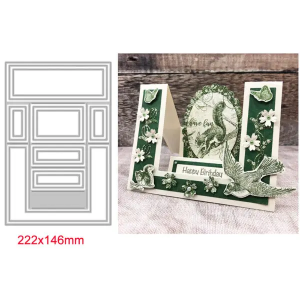 Center/Scalloped/Center Stepper Easel Card Metal Cutting Dies Series Curvy Shutter Frame Die Cut For DIY Scrapbook Making Craft - Image 14