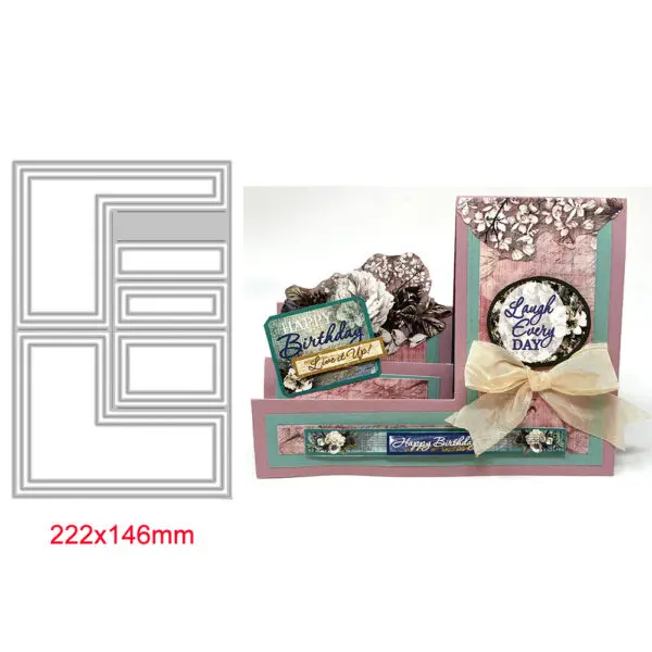 Center/Scalloped/Center Stepper Easel Card Metal Cutting Dies Series Curvy Shutter Frame Die Cut For DIY Scrapbook Making Craft - Image 15