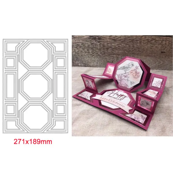 Center/Scalloped/Center Stepper Easel Card Metal Cutting Dies Series Curvy Shutter Frame Die Cut For DIY Scrapbook Making Craft - Image 16