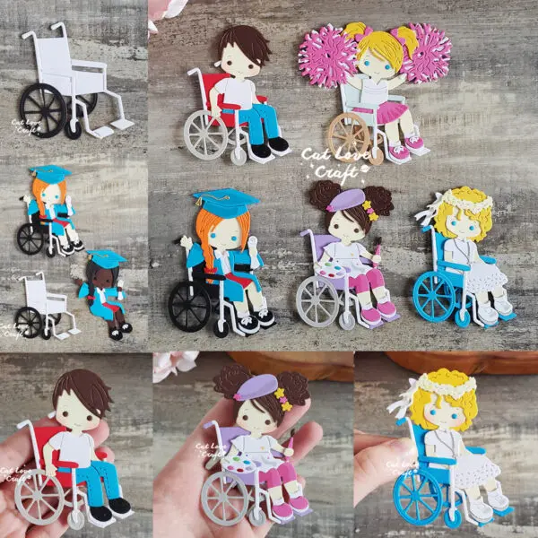Catlove Wheelchair Boys and Girls Metal Cutting Dies Scrapbooking Mold Stencil Die Cuts Card Making DIY Craft Embossing New Dies