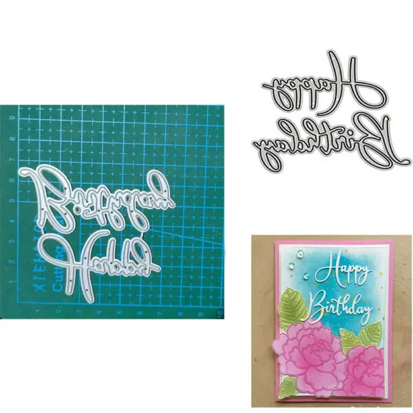 happy birthday etal cutting dies mold Scrapbooking decoration paper craft knife mould blade punch template Embossing stencils - Image 7