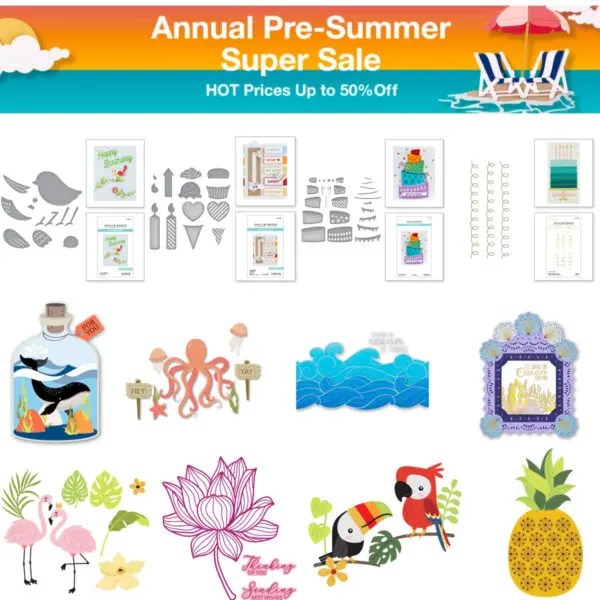 Summer Hot Sale Cutting Die and Press Plate Sea Flamingo Bithday for DIY Scrapbook Card Album Craft Template Supplies Decoration