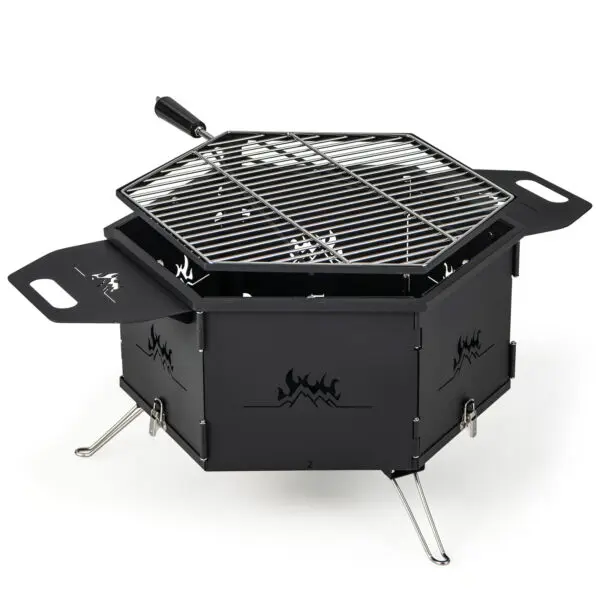 GOFLAME Outdoor Fire Stove with Grill, Portable Charcoal Barbecue Grill with Bakelite Handles
