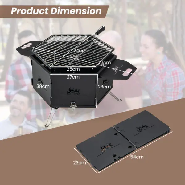 GOFLAME Outdoor Fire Stove with Grill, Portable Charcoal Barbecue Grill with Bakelite Handles - Image 2